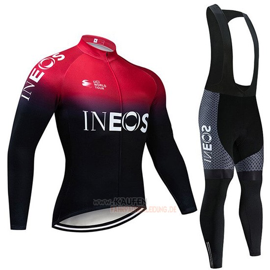 Castelli Ineos Langarmtrikot 2019 und Lange Tragerhose Shwarz Rot